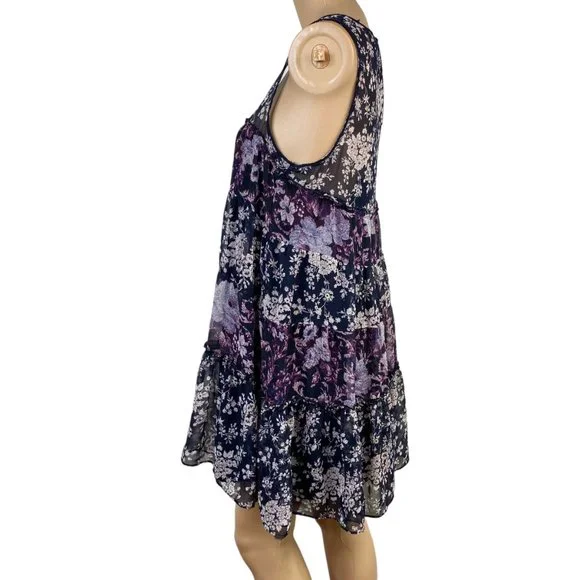 Urban Outfitters Kimchi Blue Tiered Trapeze Slip Sundress S Floral Swing Summer - Picture 8 of 10